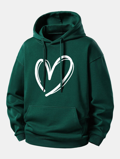 Relaxed Fit Hoodie with Heart Print