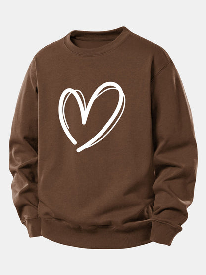 Relaxed Fit Heart Print Sweatshirt