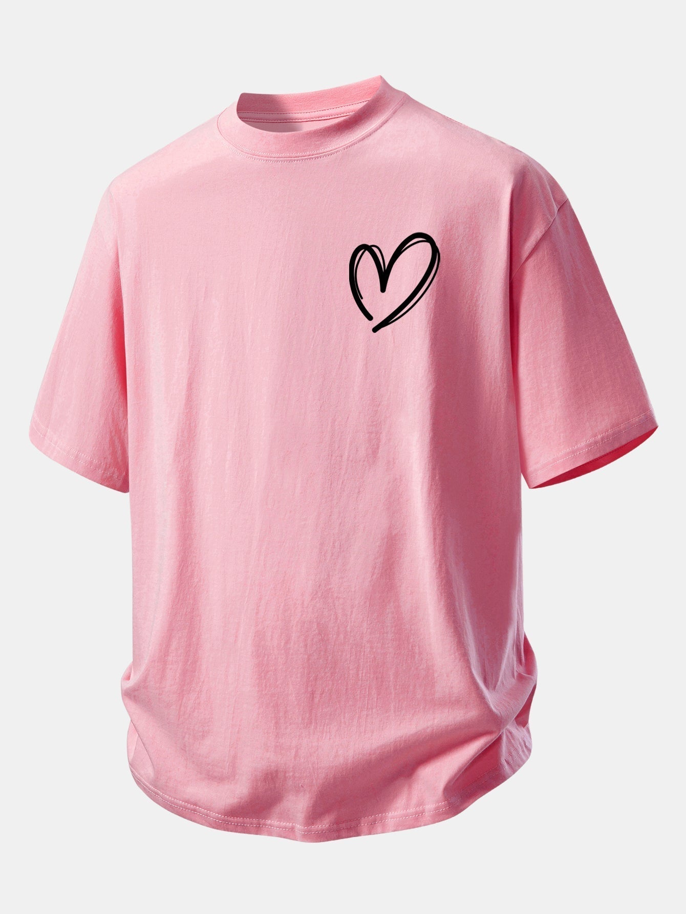 Comfortable Heart Print Cotton Tee