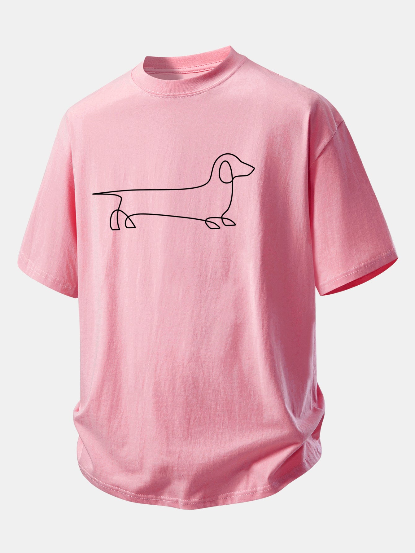 Comfortable Fit Dachshund Print Cotton Tee