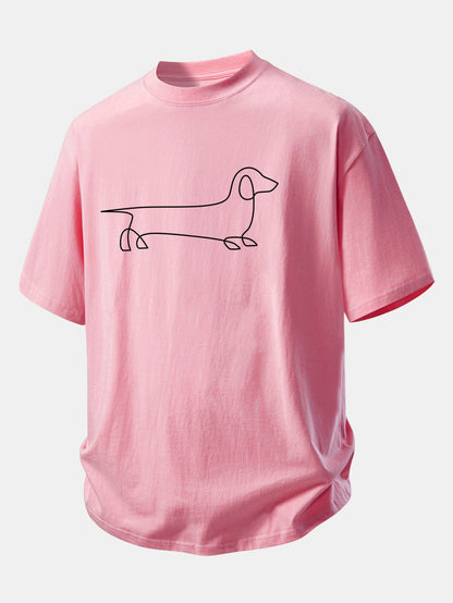 Comfortable Fit Dachshund Print Cotton Tee