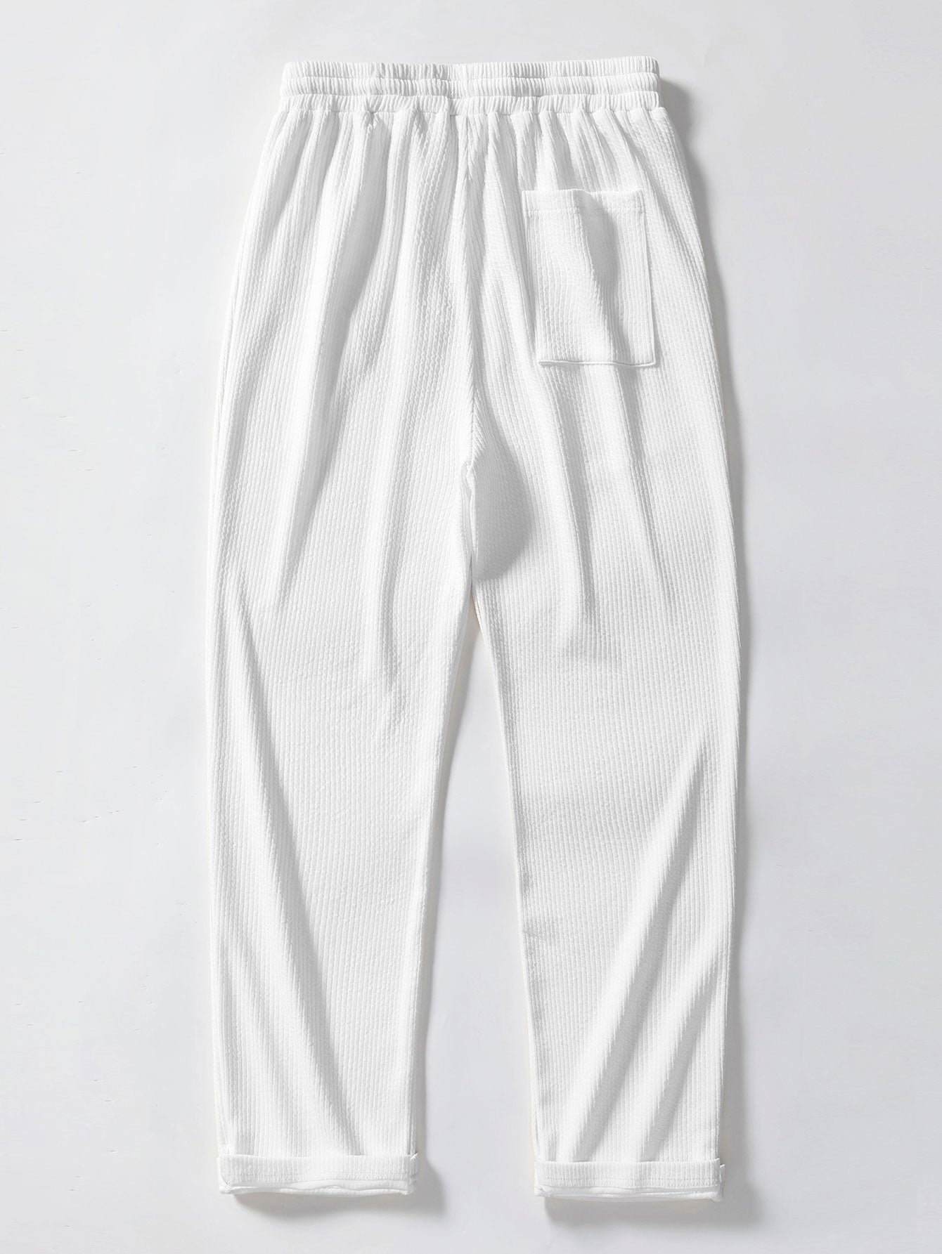 Ribbed Knit Polo with Contrast Trim and Straight Leg Ribbed Trousers
