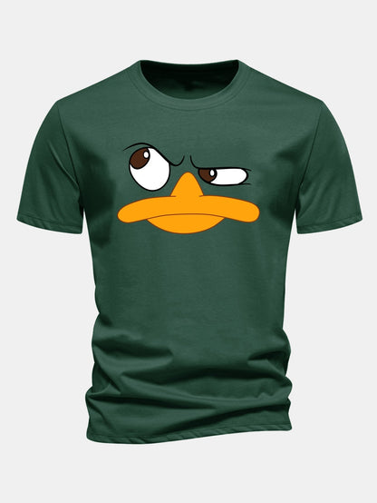 Classic Fit Cotton T-Shirt with Emoji Duck Print
