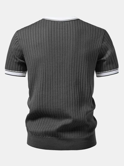 Color-Blocked Crew Neck Knit Tee