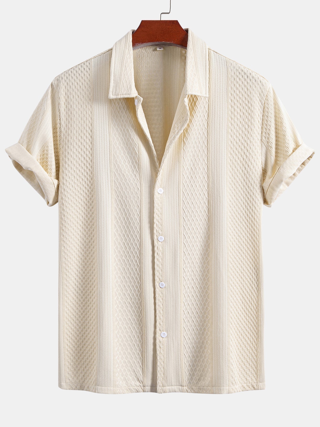Geometric Patterned Jacquard Button-Up Shirt