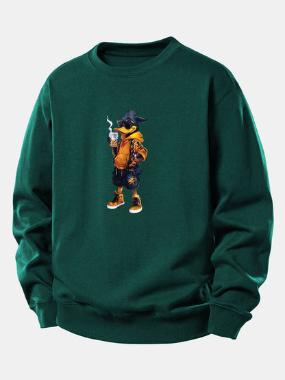 Relaxed Fit Sweatshirt with Cartoon Duck Design