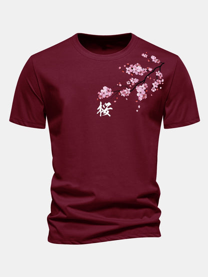 Classic Fit Cherry Blossom Print Cotton Tee