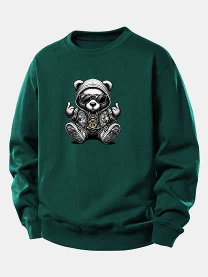Relaxed Fit Sweatshirt with Hip Hop Bear Design