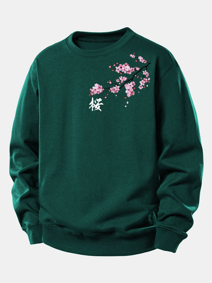 Relaxed Fit Sweatshirt with Cherry Blossom Print