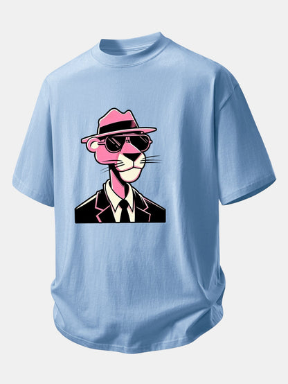Comfortable Pink Panther Graphic Cotton T-Shirt for Gentlemen