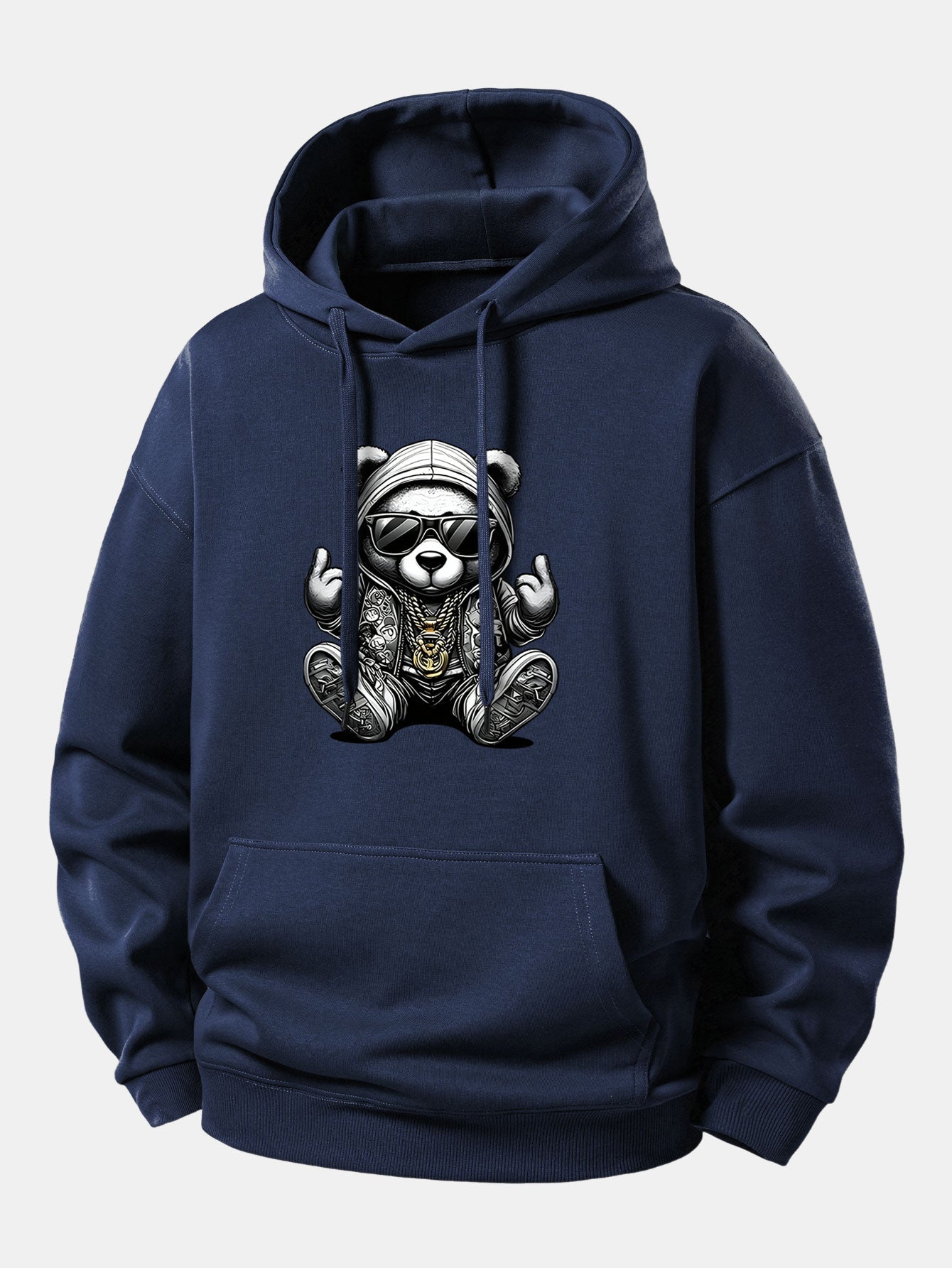 Relaxed Fit Hoodie with Hip Hop Bear Graphic