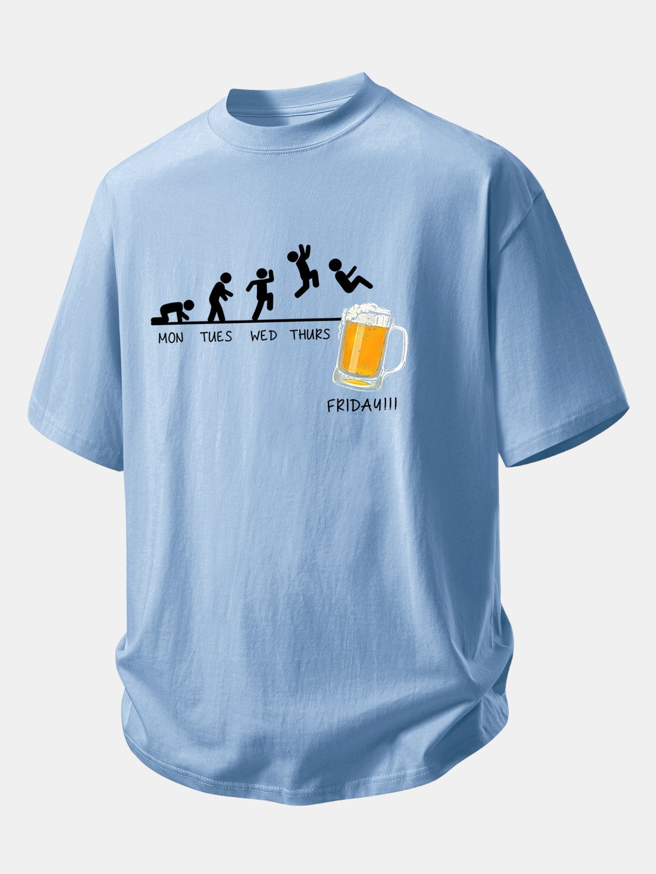 Comfort Fit Cotton T-Shirt with Beer Weekly Plan Print