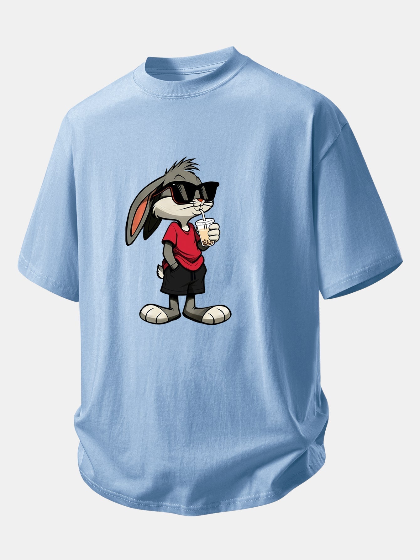 Comfortable Cartoon Rabbit Graphic Cotton Tee
