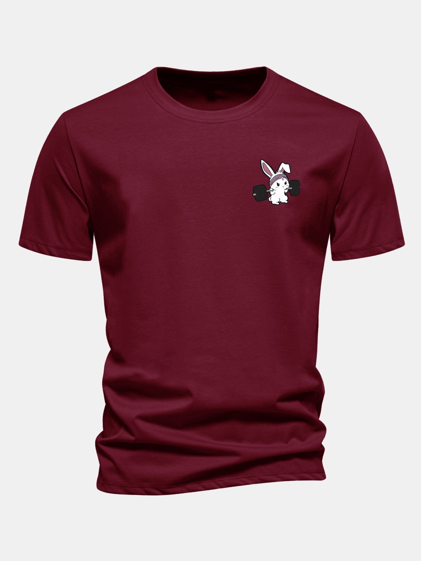 Classic Fit Cotton T-Shirt with Fitness Rabbit Print