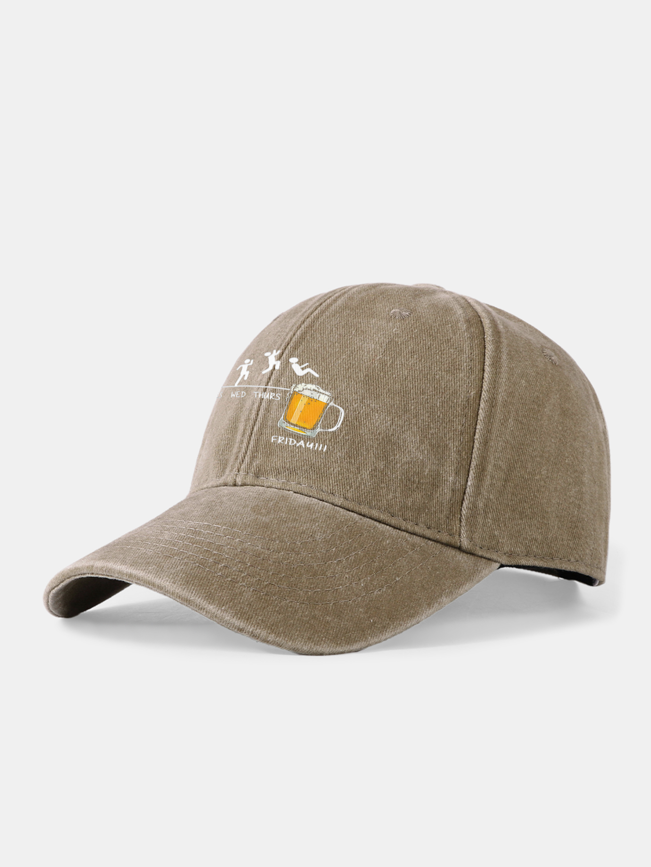 Washed Baseball Cap with Beer Weekly Plan Design