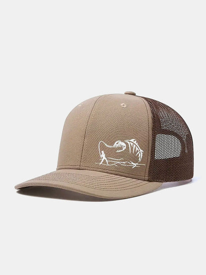 Outdoor-Ready Printed Fishing Mesh Baseball Cap for Camping and Vacations