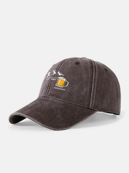Washed Baseball Cap with Beer Weekly Plan Design