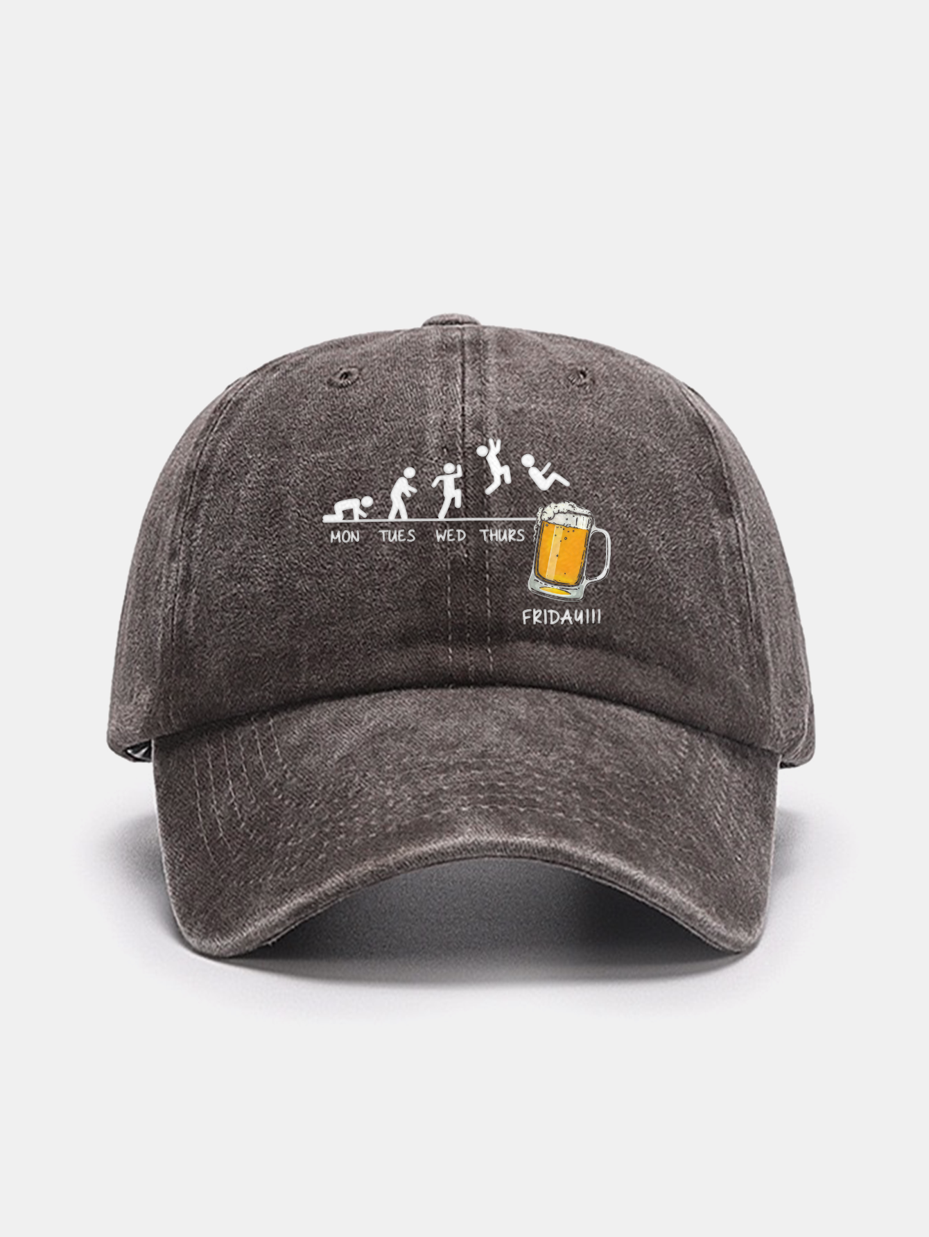 Washed Baseball Cap with Beer Weekly Plan Design