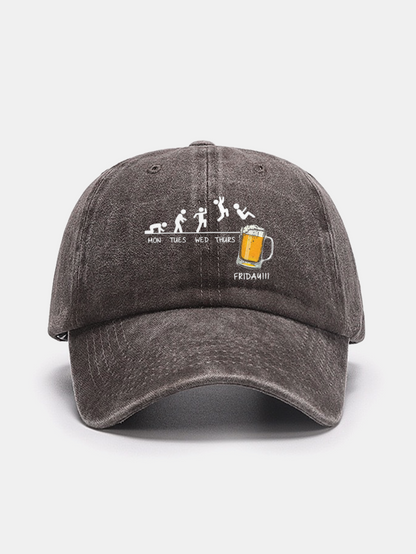Washed Baseball Cap with Beer Weekly Plan Design