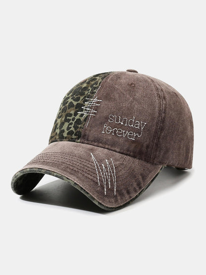 Vintage American Leopard Print Embroidered Baseball Cap