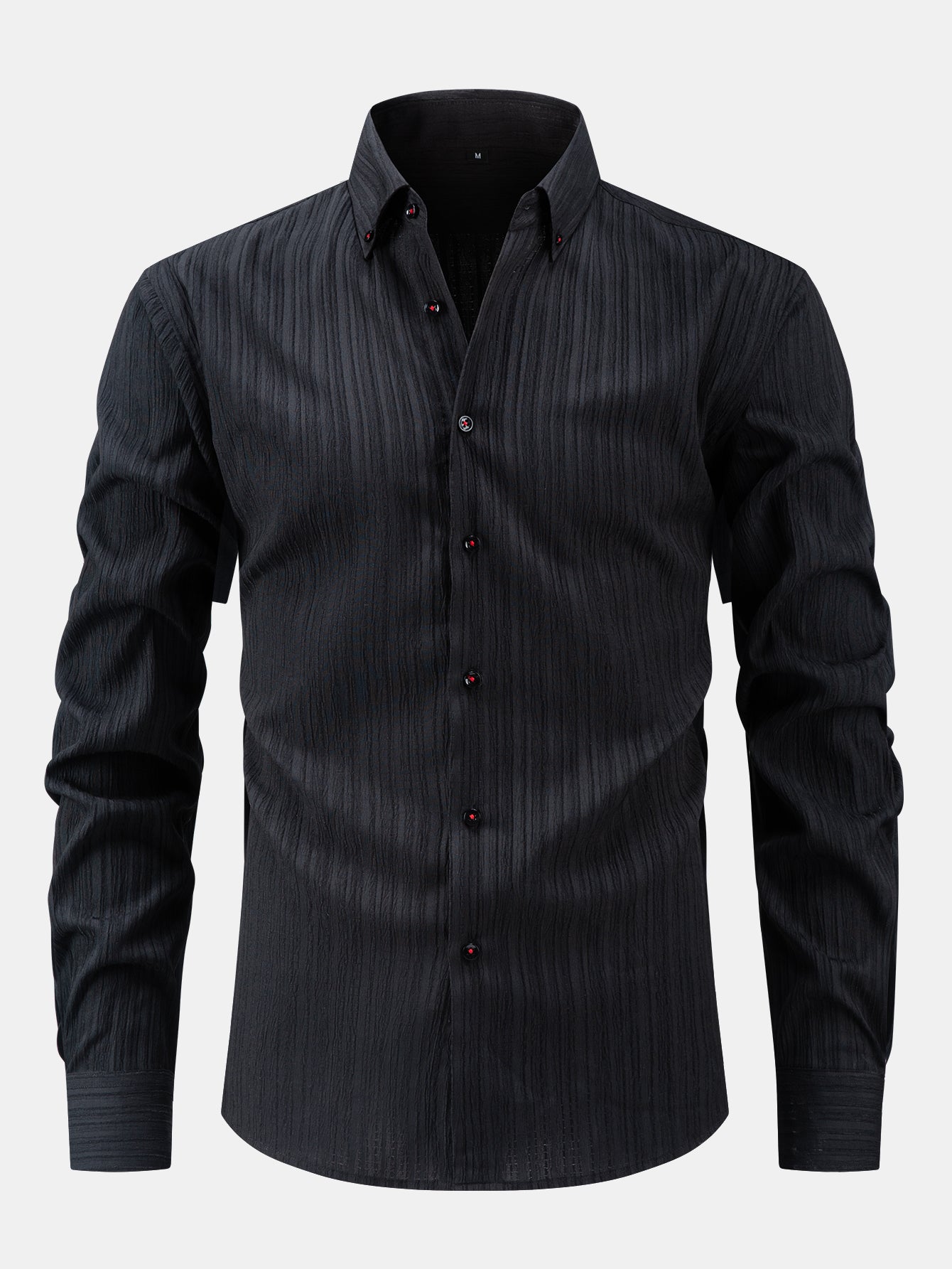 Button-Up Crinkle Shirt with Long Sleeves