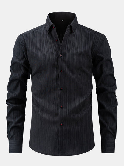 Button-Up Crinkle Shirt with Long Sleeves