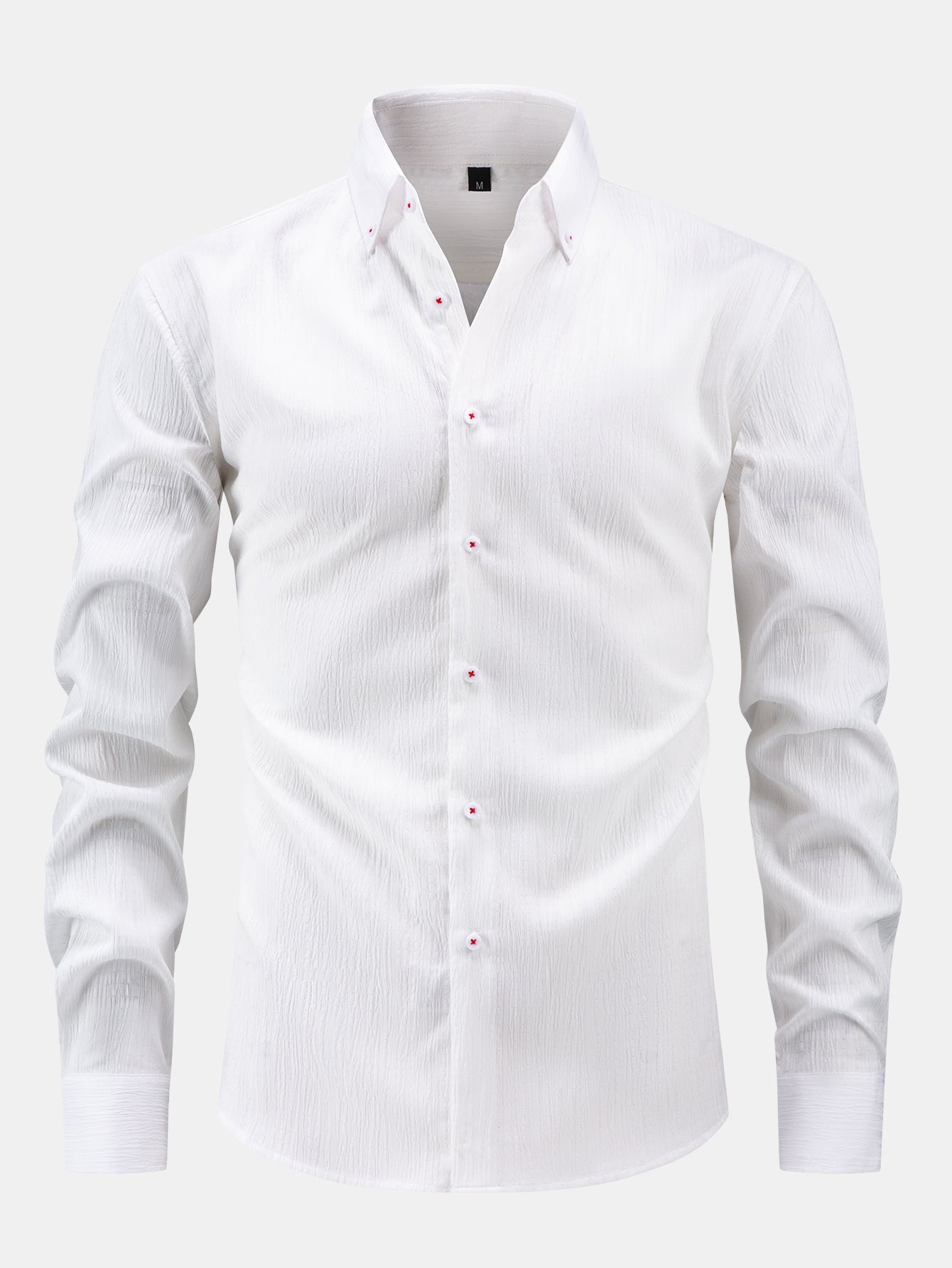 Button-Up Crinkle Shirt with Long Sleeves