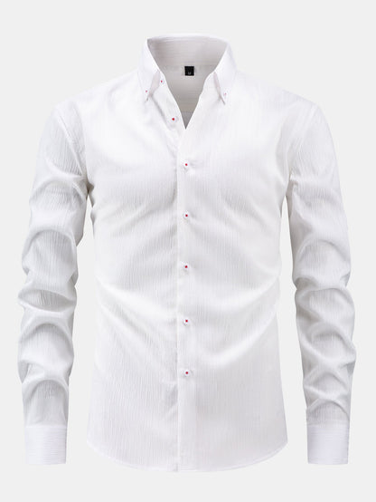Button-Up Crinkle Shirt with Long Sleeves