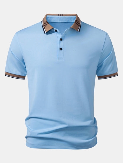 Striped Collar Polo with Contrast Details