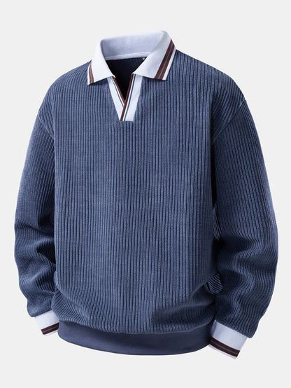 Johnny Collar Sweatshirt with Contrast Trim