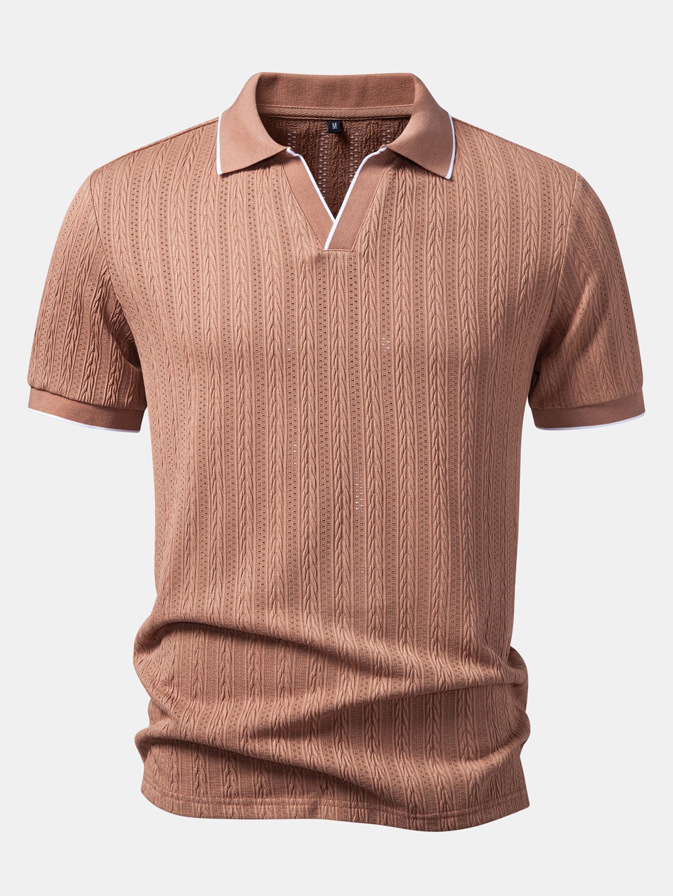 Geometric Jacquard Polo with Johnny Collar
