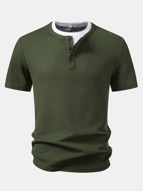 Dual-Function Waffle Henley Top