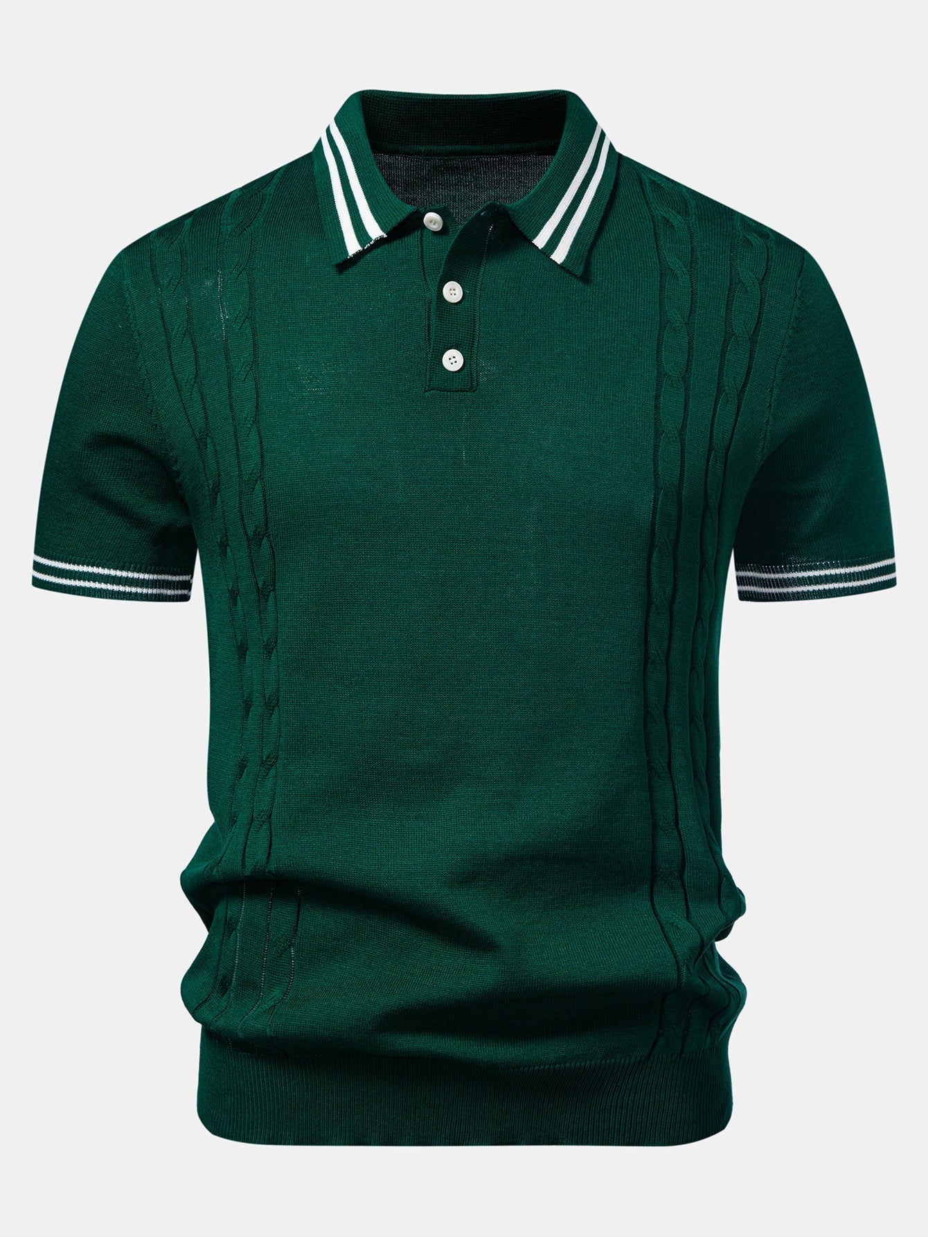 Twisted Jacquard Knit Polo with Contrast Trim & Slim Fit Tapered Trousers