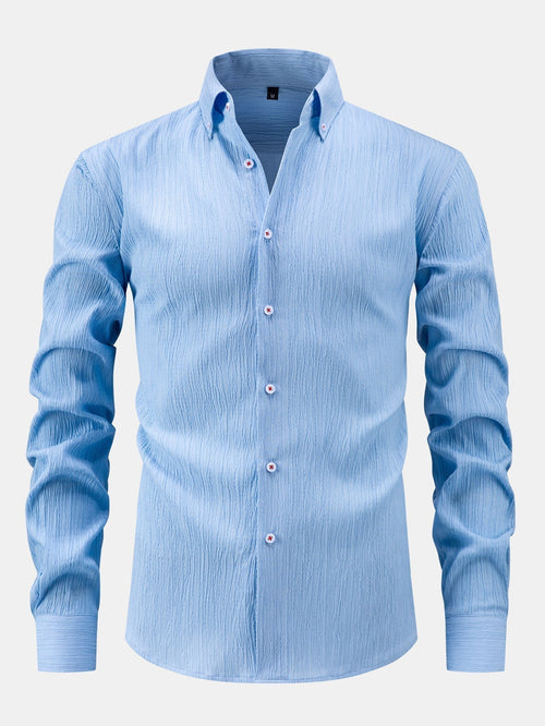 Button-Up Crinkle Shirt with Long Sleeves