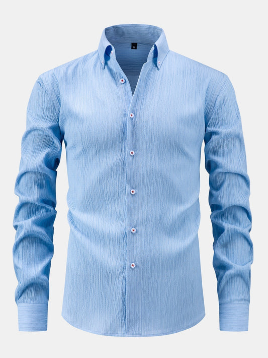 Button-Up Crinkle Shirt with Long Sleeves