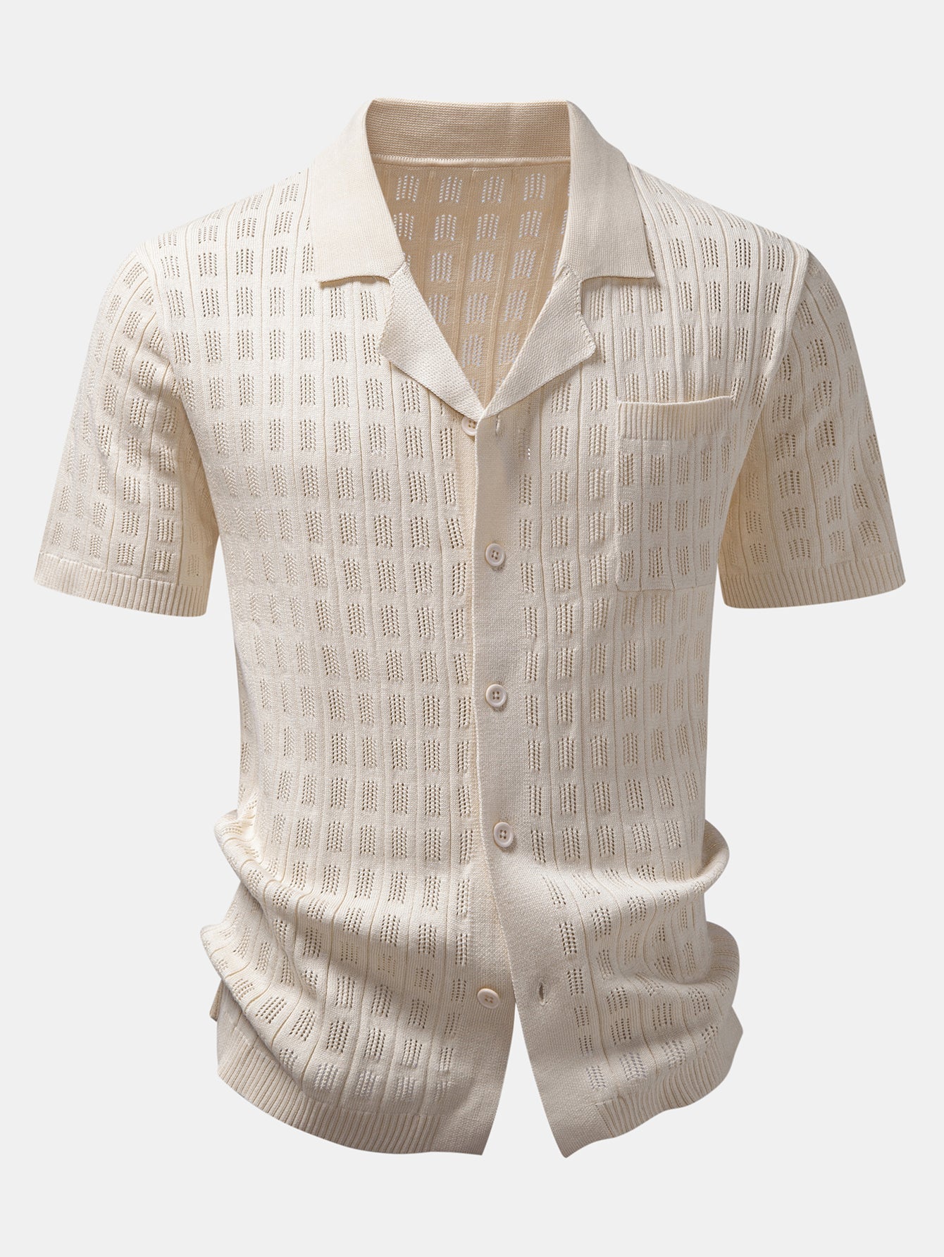 Open Knit Plaid Shirt
