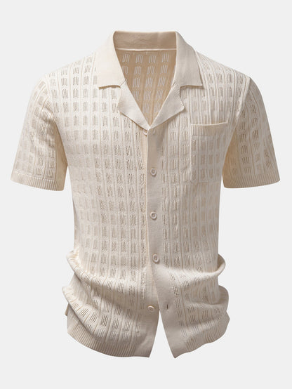 Open Knit Plaid Shirt