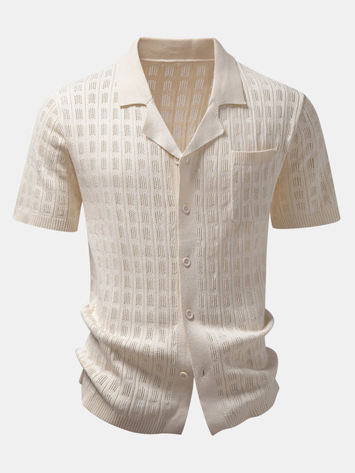 Open Knit Plaid Shirt