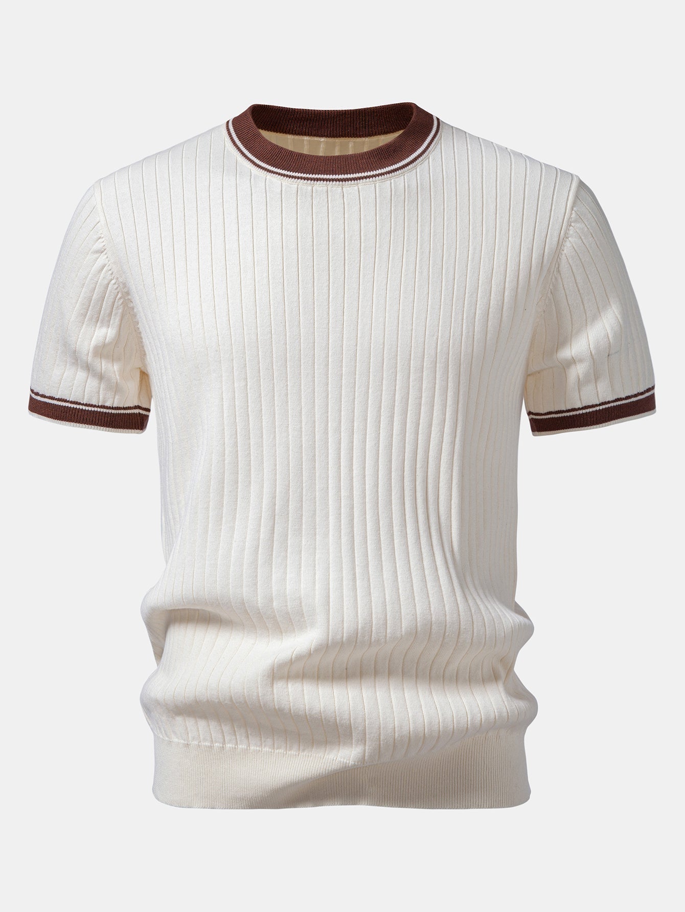 Color-Blocked Crew Neck Knit Tee