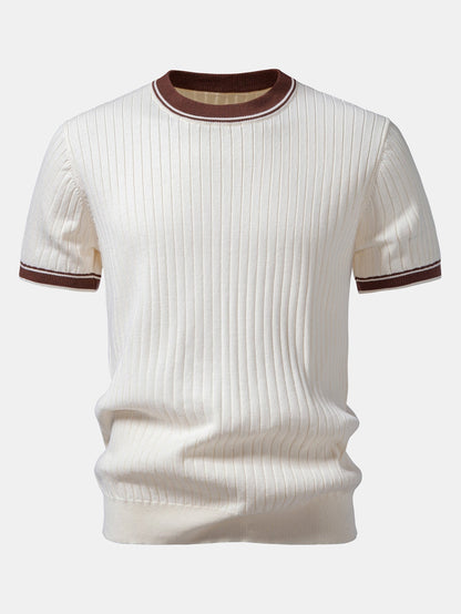 Color-Blocked Crew Neck Knit Tee