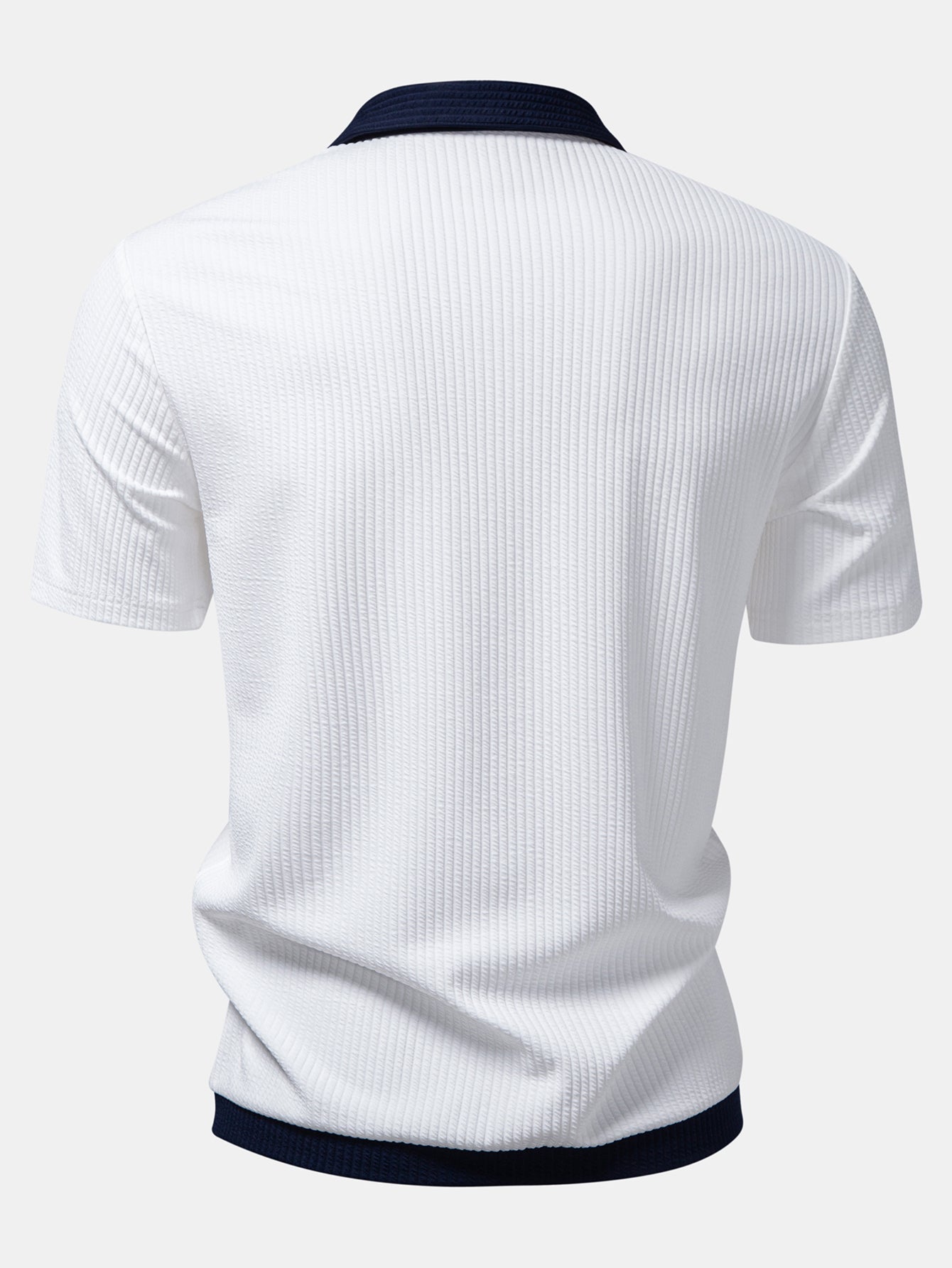 Button-Up Shirt with Contrast Ribbed Design