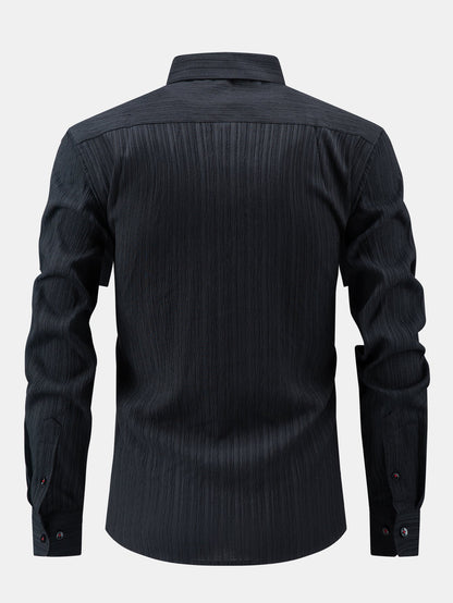 Button-Up Crinkle Shirt with Long Sleeves