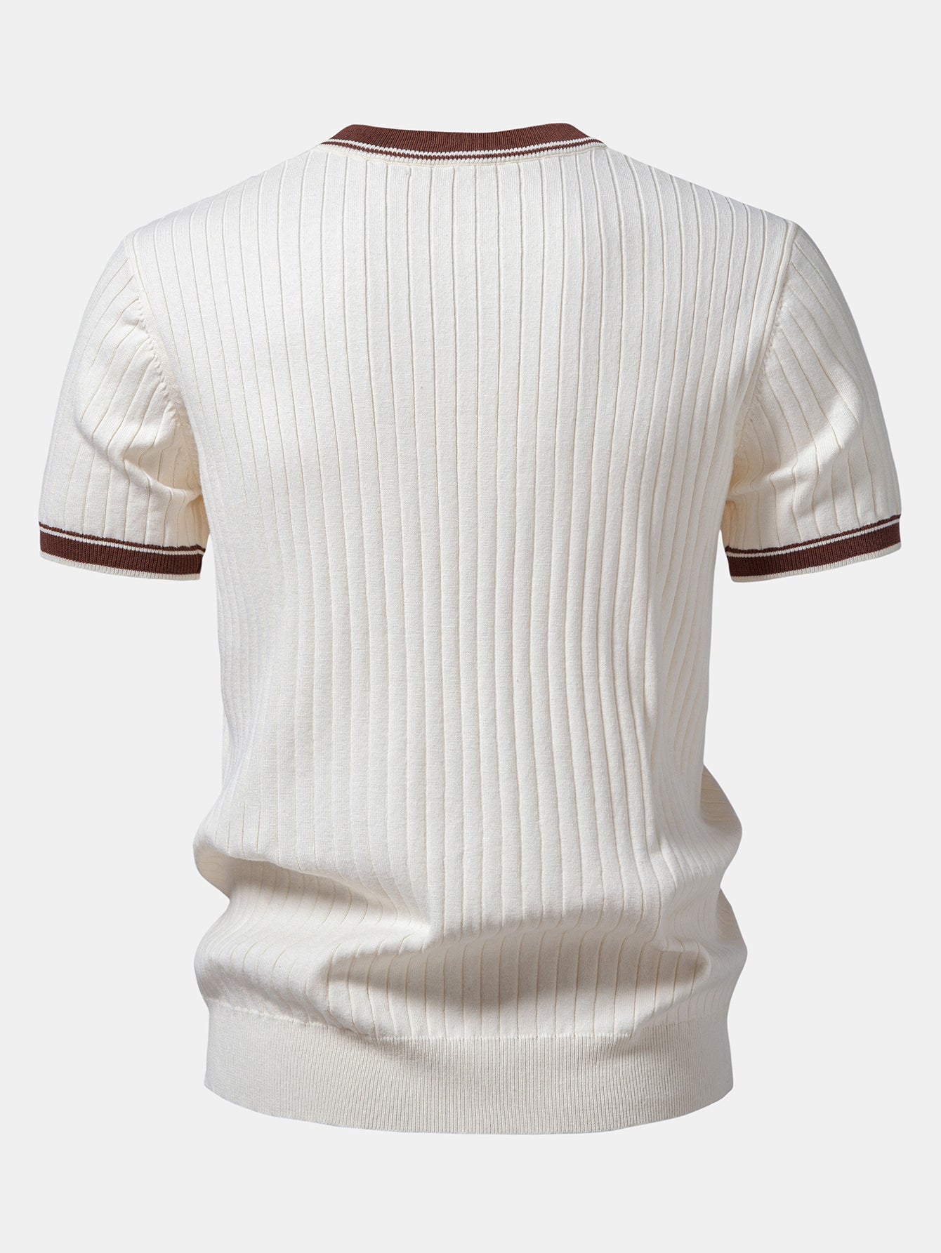 Contrast Trim Crew Neck Knit Tee & Slim Fit Tapered Pants