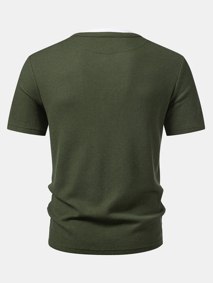 Dual-Function Waffle Henley Top