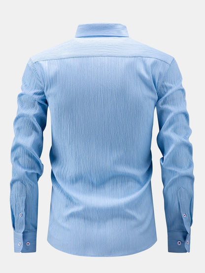 Button-Up Crinkle Shirt with Long Sleeves