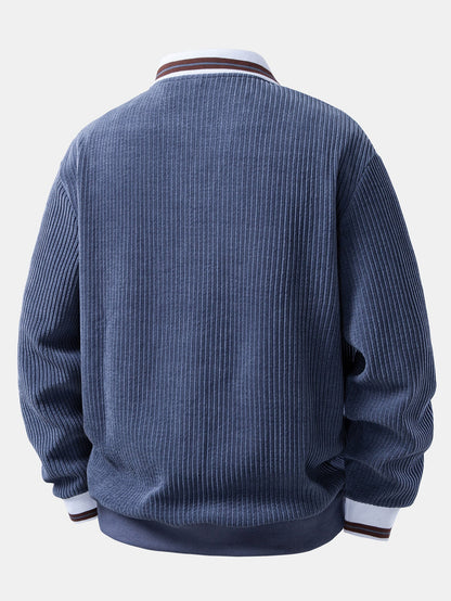 Johnny Collar Sweatshirt with Contrast Trim