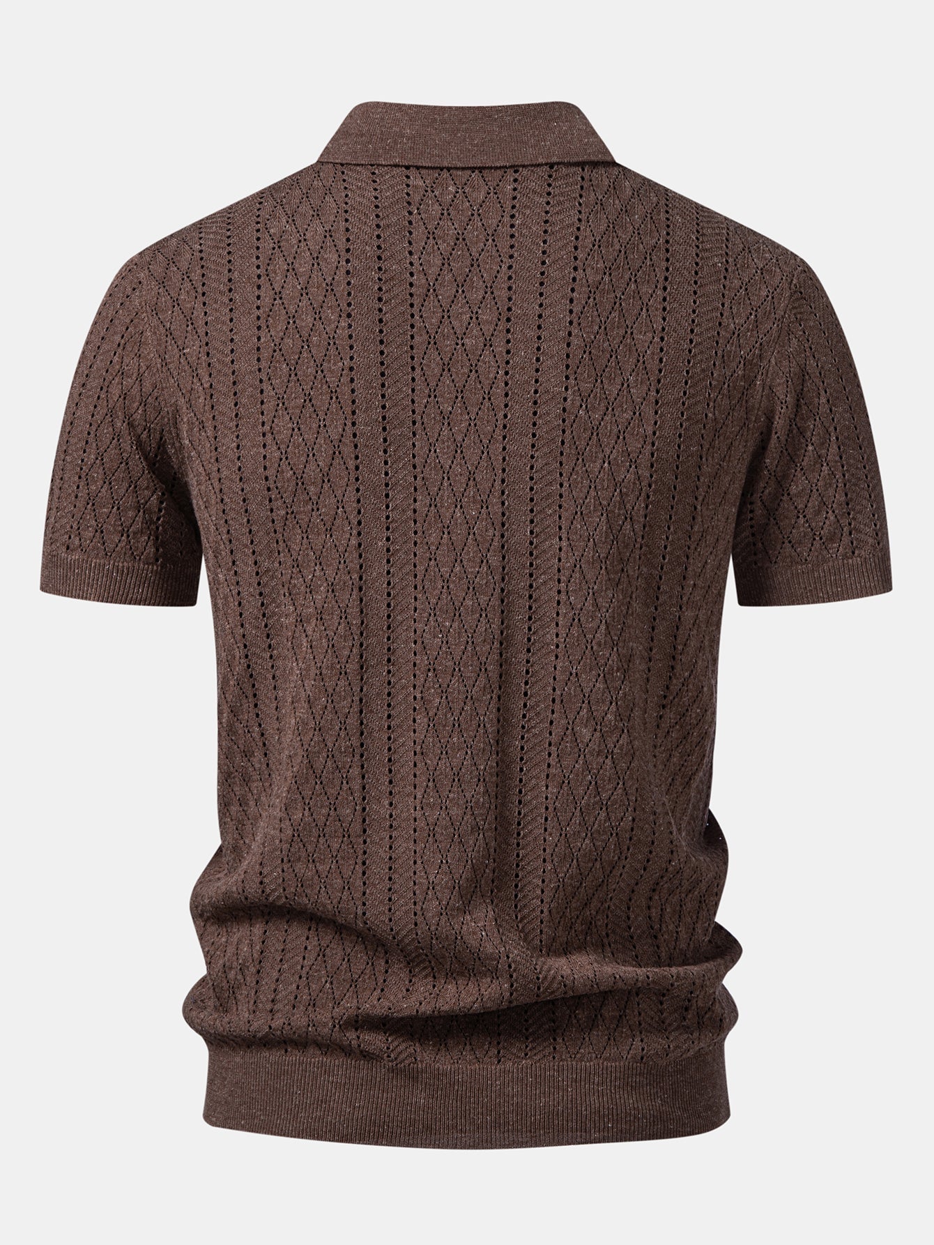 Open Knit Polo with Geometric Design
