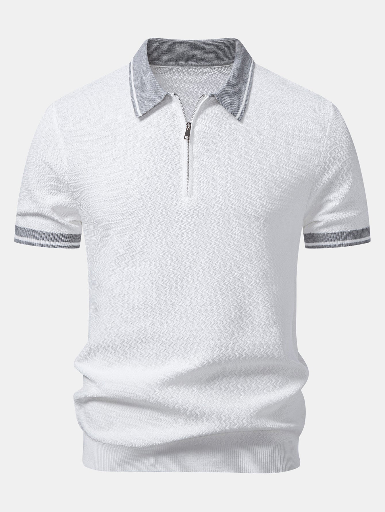 Two-Tone Zipper Knit Polo