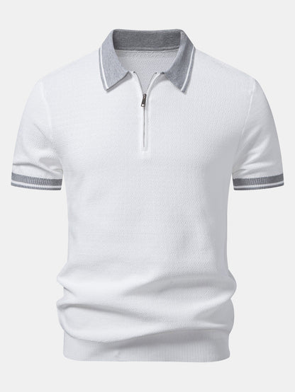 Two-Tone Zipper Knit Polo