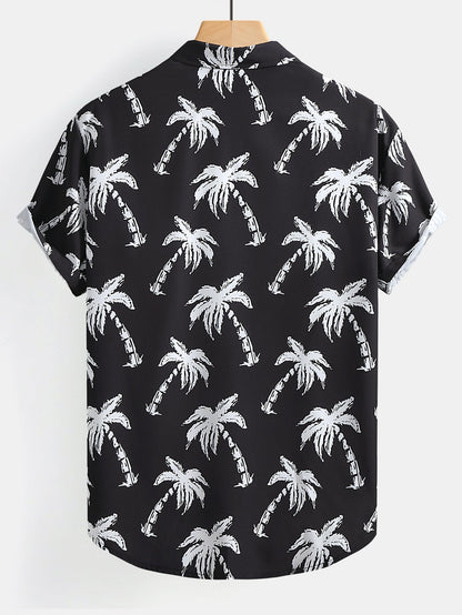 Button-Up Shirt with Palm Tree Print